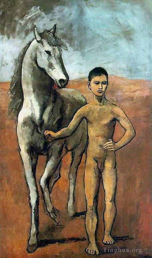 Pablo Picasso Peinture à l'huile - Garçon menant un cheval 1906