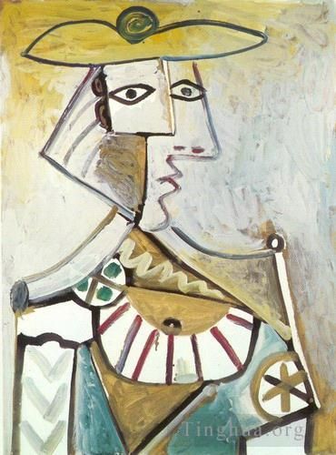 Pablo Picasso Peinture à l'huile - Buste au chapeau 1971