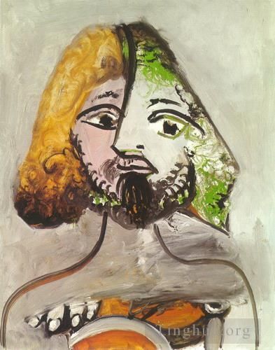 Pablo Picasso Peinture à l'huile - Buste d'homme 1971