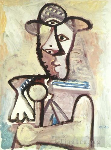 Pablo Picasso Peinture à l'huile - Buste d'homme 2 1971