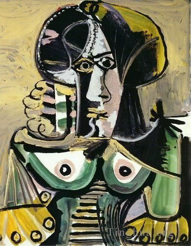Pablo Picasso Peinture à l'huile - Buste de femme 4 1971