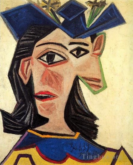 Pablo Picasso Peinture à l'huile - Buste de femme au chapeau Dora Maar 1939