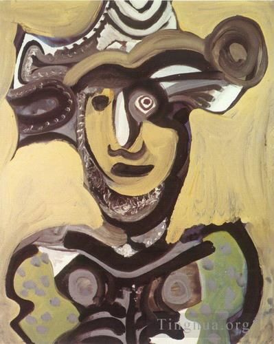 Pablo Picasso Peinture à l'huile - Buste de mousquetaire 1972