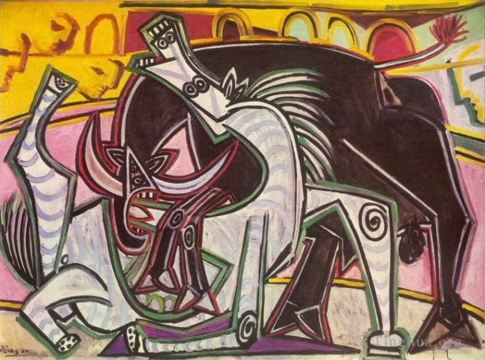 Pablo Picasso Peinture à l'huile - Cours de taureaux Corrida 1934