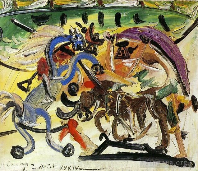 Pablo Picasso Peinture à l'huile - Courses de taureaux Corrida 4 1934