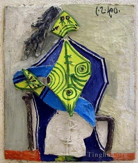 Pablo Picasso Peinture à l'huile - Femme assise dans un fauteuil 4 1940