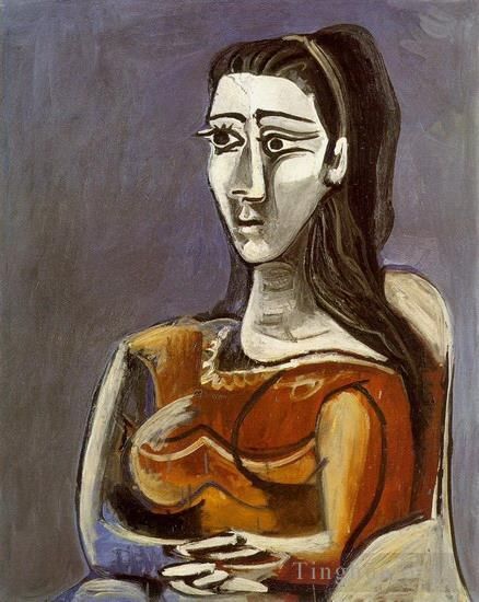 Pablo Picasso Peinture à l'huile - Femme assise dans un fauteuil Jacqueline 1962