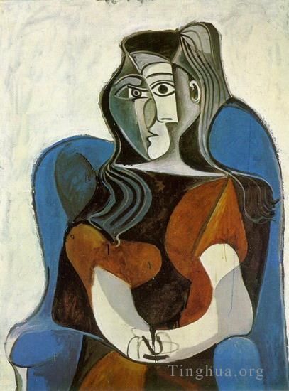 Pablo Picasso Peinture à l'huile - Femme assise dans un fauteuil Jacqueline II 1962