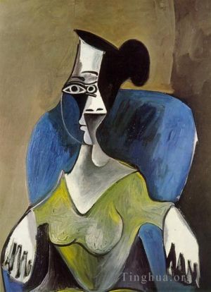 Pablo Picasso œuvre - Femme assise dans un fauteuil bleu 1962 2
