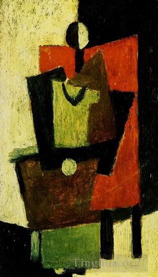 Pablo Picasso Peinture à l'huile - Femme assise dans un fauteuil rouge 1918