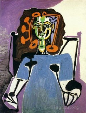 Pablo Picasso œuvre - Françoise assise en robe bleue 1949