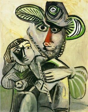 Pablo Picasso œuvre - Homme à la flûte et enfant Paternit 1971