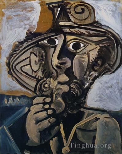 Pablo Picasso Peinture à l'huile - Homme à la pipe pour Jacqueline 1971