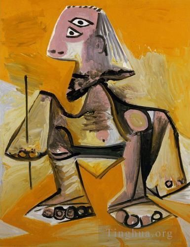 Pablo Picasso Peinture à l'huile - Homme accroupi 1971