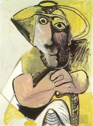 Pablo Picasso Peinture à l'huile - Homme assis à la canne 1971
