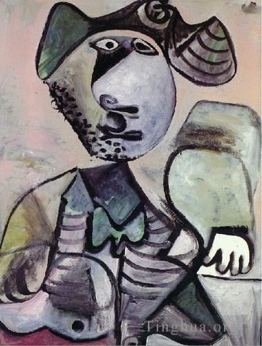 Pablo Picasso Peinture à l'huile - Homme assis accoud Mousquetaire 1972