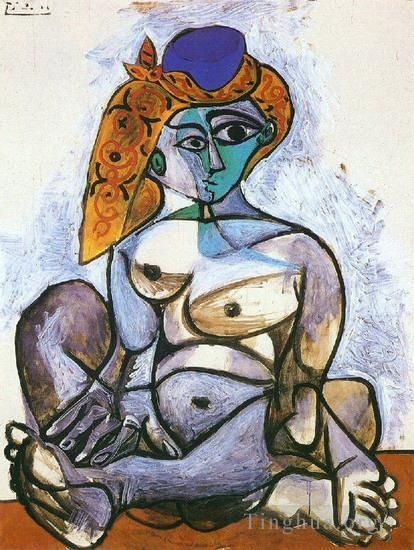 Pablo Picasso Peinture à l'huile - Jacqueline nue au bonnet turc 1955