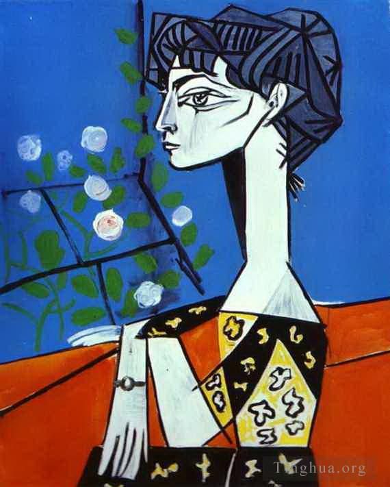 Pablo Picasso Peinture à l'huile - Jacqueline avec des fleurs 1954
