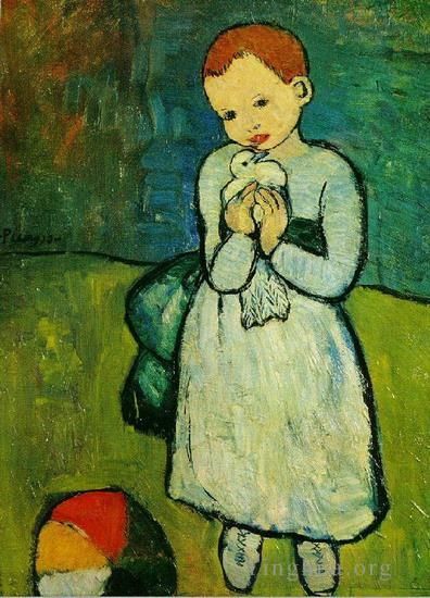 Pablo Picasso Peinture à l'huile - L'enfant au pigeon 1901