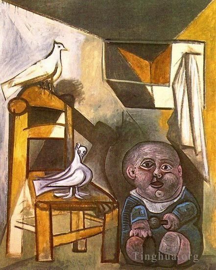 Pablo Picasso Peinture à l'huile - L'Enfant aux Colombes 1943