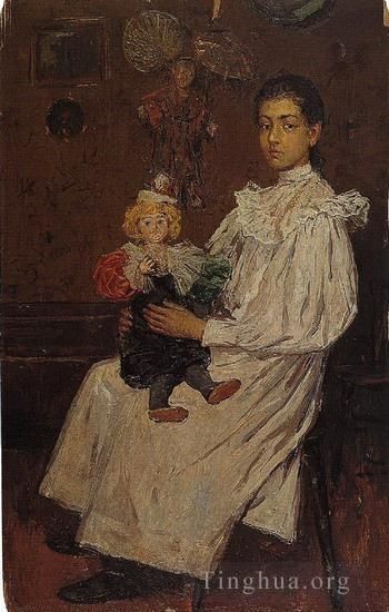 Pablo Picasso Peinture à l'huile - L'enfant et sa poupe 1896