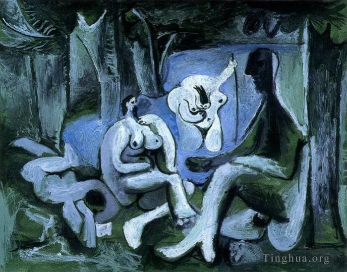 Pablo Picasso Peinture à l'huile - Le déjeuner sur l'herbe Manet 6 1961