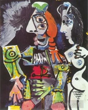 Peinture à l'huile contemporaine - Le matador et la femme nue 1970