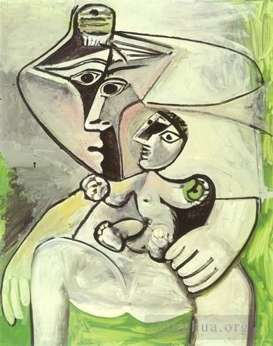 Pablo Picasso Peinture à l'huile - Maternit à la pomme Femme et enfant 1971