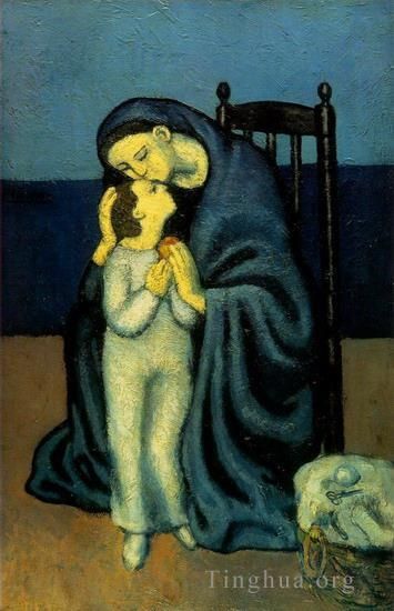 Pablo Picasso Peinture à l'huile - Mère et enfant 1901