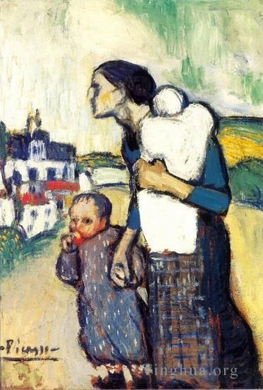 Pablo Picasso Peinture à l'huile - Mère et enfant 1905