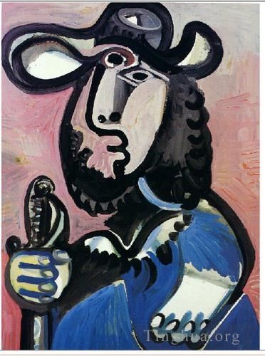 Pablo Picasso Peinture à l'huile - Mousquetaire 1972