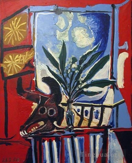 Pablo Picasso Peinture à l'huile - Nature morte à la Tête de taureau 1958