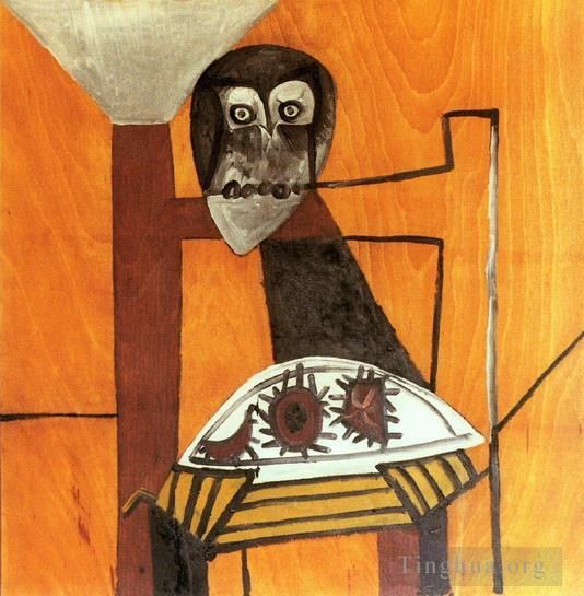 Pablo Picasso Peinture à l'huile - Nature morte à la chouette et aux trois oursins 1946
