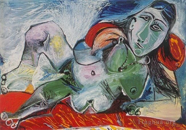 Pablo Picasso Peinture à l'huile - Nu canapé au collier 1968
