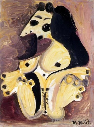 Pablo Picasso Peinture à l'huile - Nu sur fond mauve de face 1967