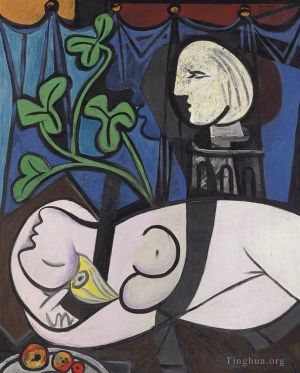 Peinture à l'huile contemporaine - Nu Feuilles Vertes et Buste 1932