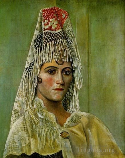 Pablo Picasso Peinture à l'huile - Olga Kokhlova à la mantille 1917