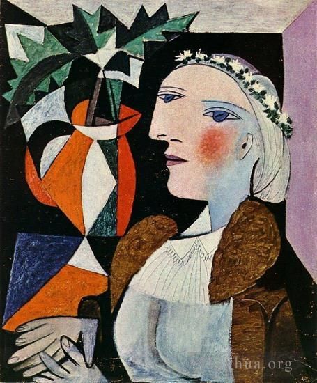 Pablo Picasso Peinture à l'huile - Portrait de femme à la guirlande 1937