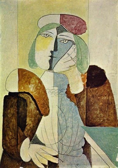 Pablo Picasso Peinture à l'huile - Portrait de femme au chapeau de paille sur fond rose 1938