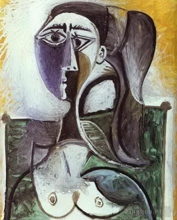 Pablo Picasso Peinture à l'huile - Portrait de femme assise 1960