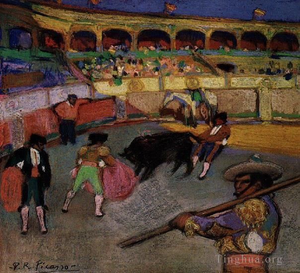 Pablo Picasso Peinture à l'huile - Pneu Taureau par la file d'attente 1900