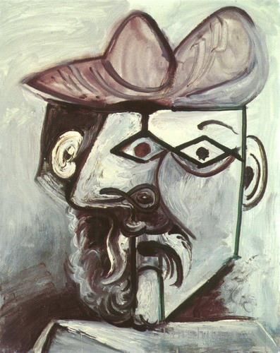 Pablo Picasso Peinture à l'huile - Tête d'homme 1972