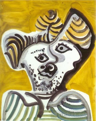 Pablo Picasso Peinture à l'huile - Tête d'homme 3 1972