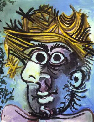 Pablo Picasso œuvre - Tête d'homme au chapeau de paille 1971