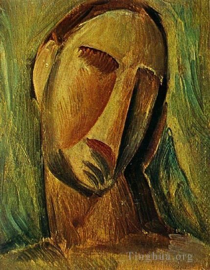 Pablo Picasso Peinture à l'huile - Tête de femme 1908