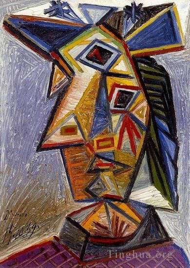 Pablo Picasso Peinture à l'huile - Tête de femme 1939