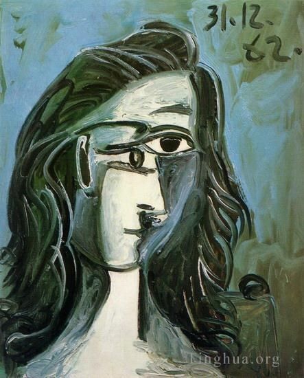 Pablo Picasso Peinture à l'huile - Tête de femme 1962