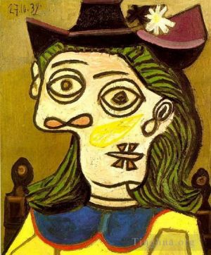 Pablo Picasso œuvre - Tête de femme au chapeau mauve 1939