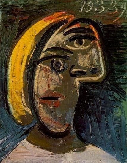 Pablo Picasso Peinture à l'huile - Tête de femme aux cheveux blonds Marie Thérèse Walter 1939