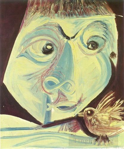 Pablo Picasso Peinture à l'huile - Tête et l'Oseau 1972